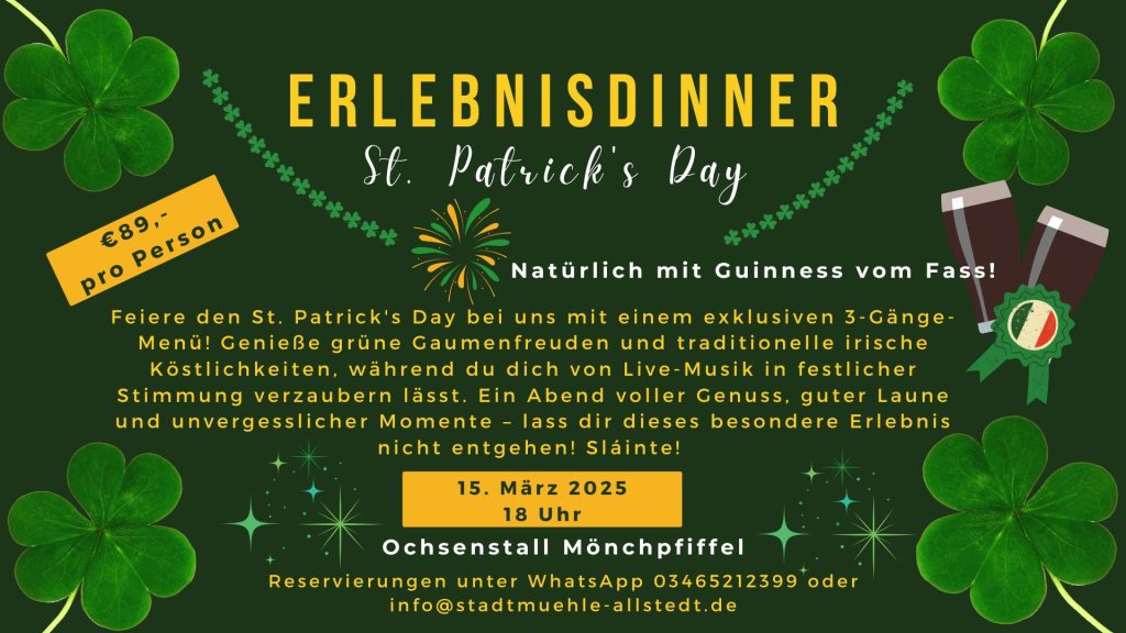 Erlebnisdinner St. Patricks Day